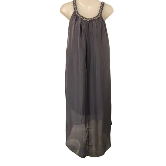 J B Millennium Grey Chiffon Overlay Cocktail Dress Asymmetrical Hem Size M - Picture 6 of 10